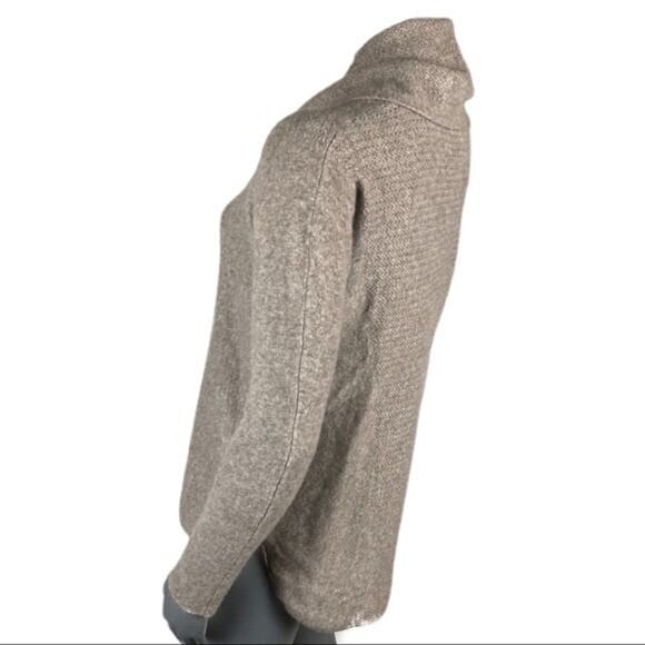 Cynthia Rowley Sweater Mock Cowl Turtleneck Beige Tan Knit Pullover Cashmere L - Picture 2 of 9
